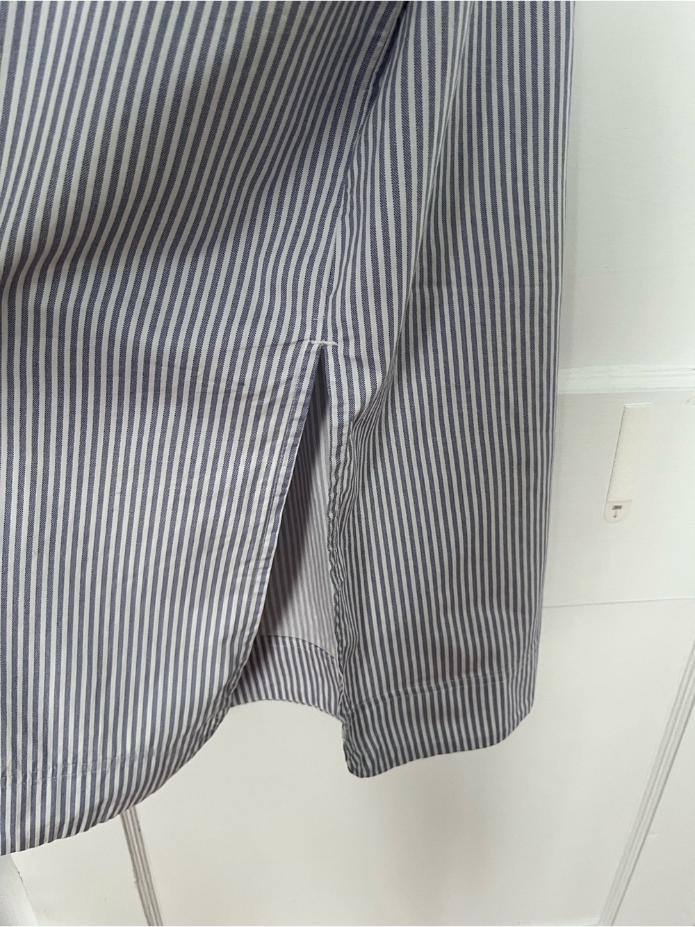 Old Navy Navy and White Vertical Stripe Midi Shirt Dress - Picture 8 of 11